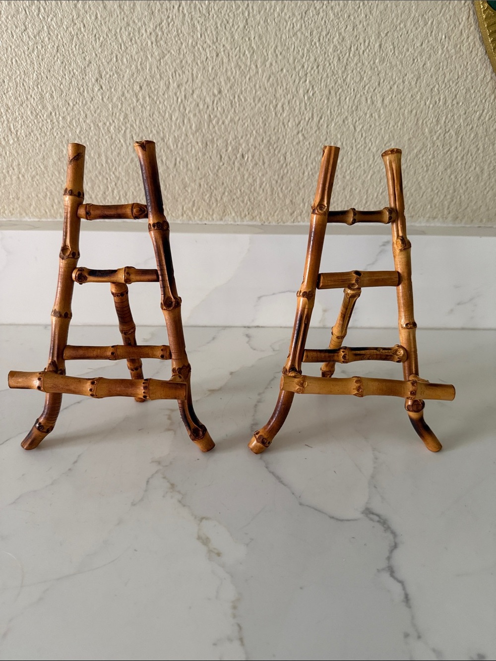 Vintage Bamboo Display Easel Set of 2